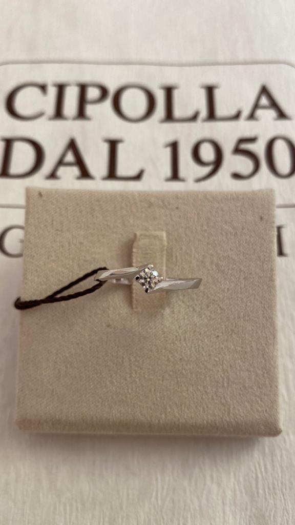 Solitaire ring with white gold and diamond EYES Art. AN1232