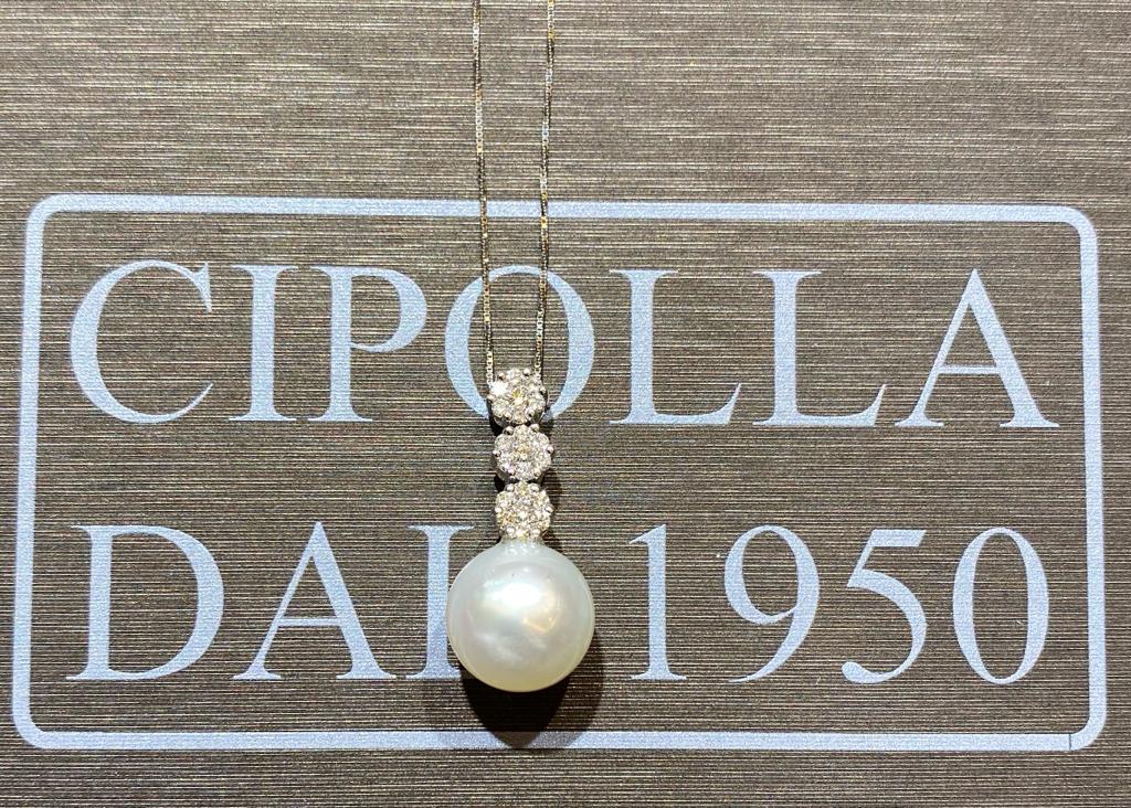Pendente girocollo perla australiana e oro bianco750% Art.CDP46-1