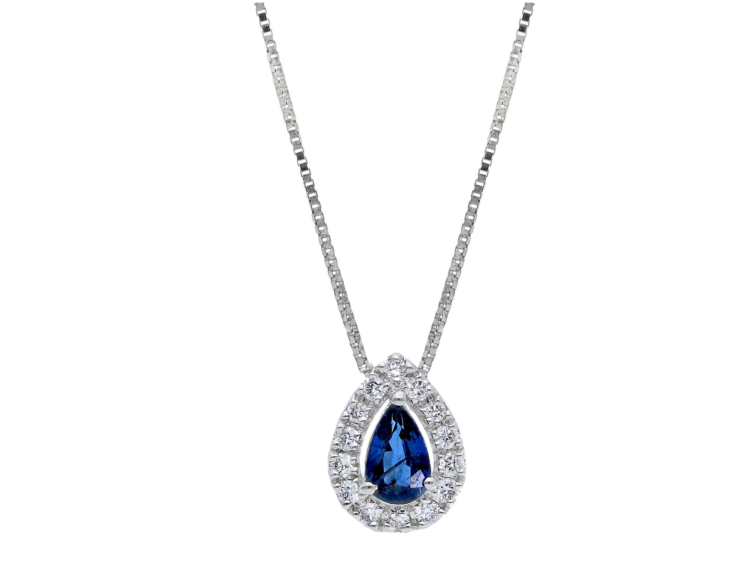 Sapphire Blue Gold White 750% Pendant