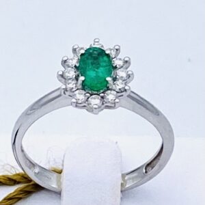 Anello smeraldo e diamanti in oro bianco 750% ART. AN1313
