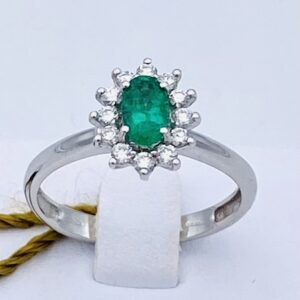 Anello smeraldo e diamanti in oro bianco 750% ART. AN1313