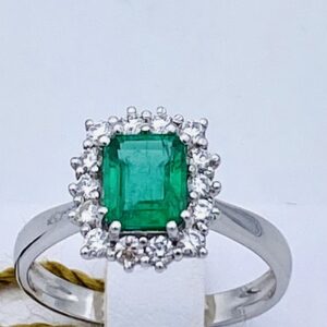 Anello smeraldo diamanti oro bianco 750% ART. AN1145