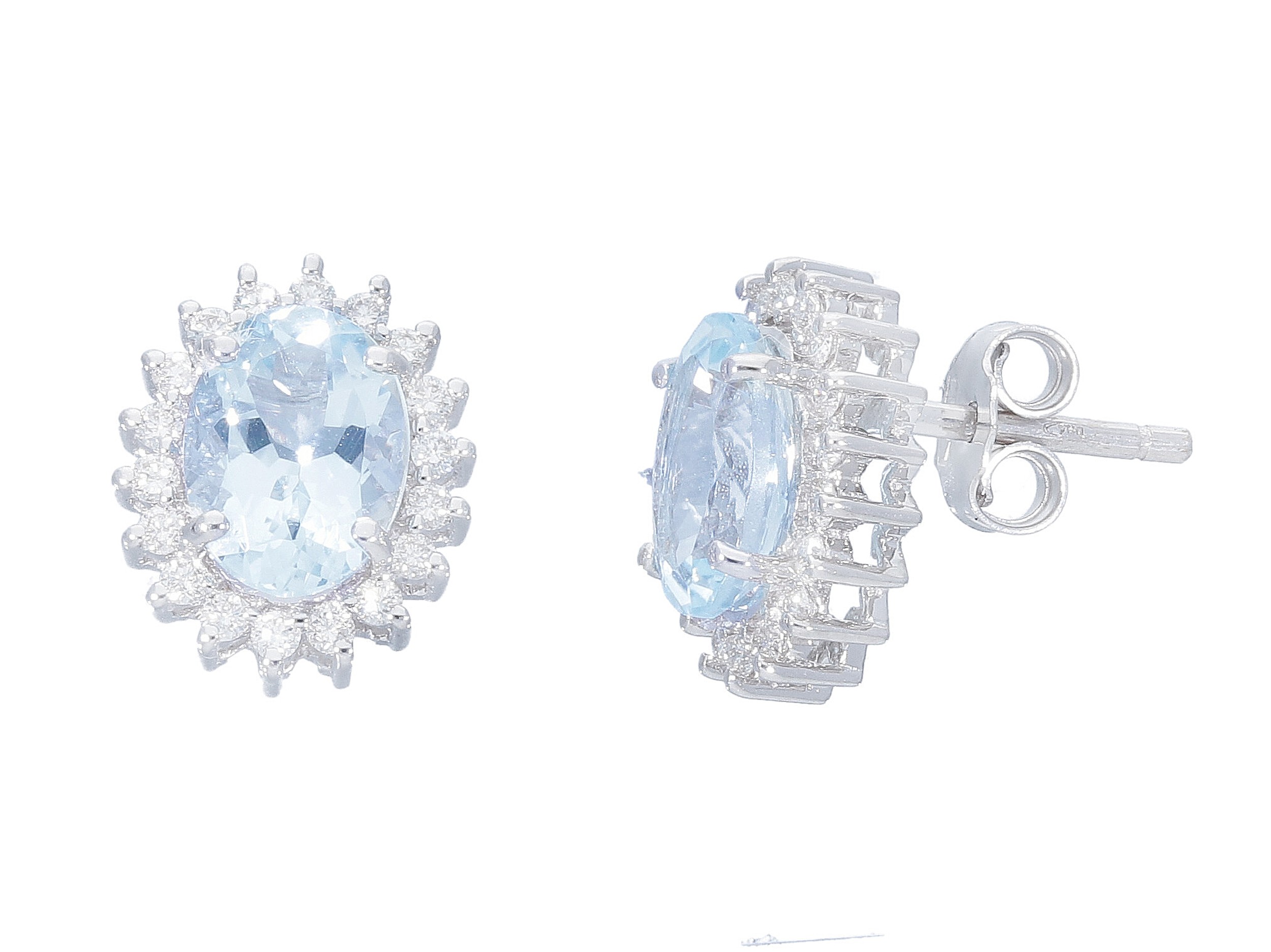 Aquamarine Earrings White Gold 750%