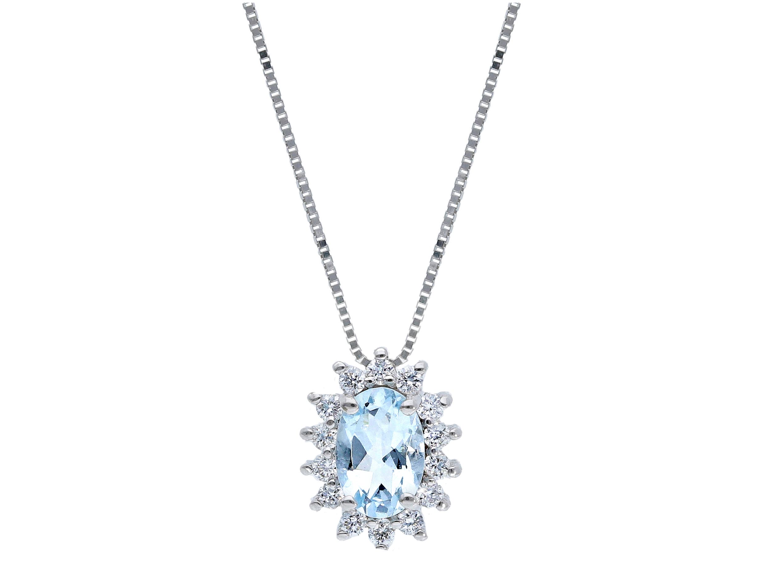 Aquamarine pendant white gold 750% and diamonds Art.199259