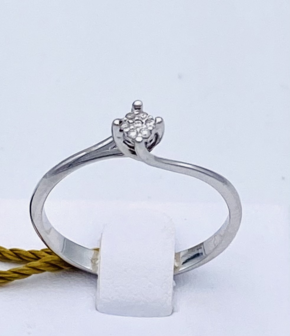 Solitaire ring white gold and diamonds CUPID Art. AN1259