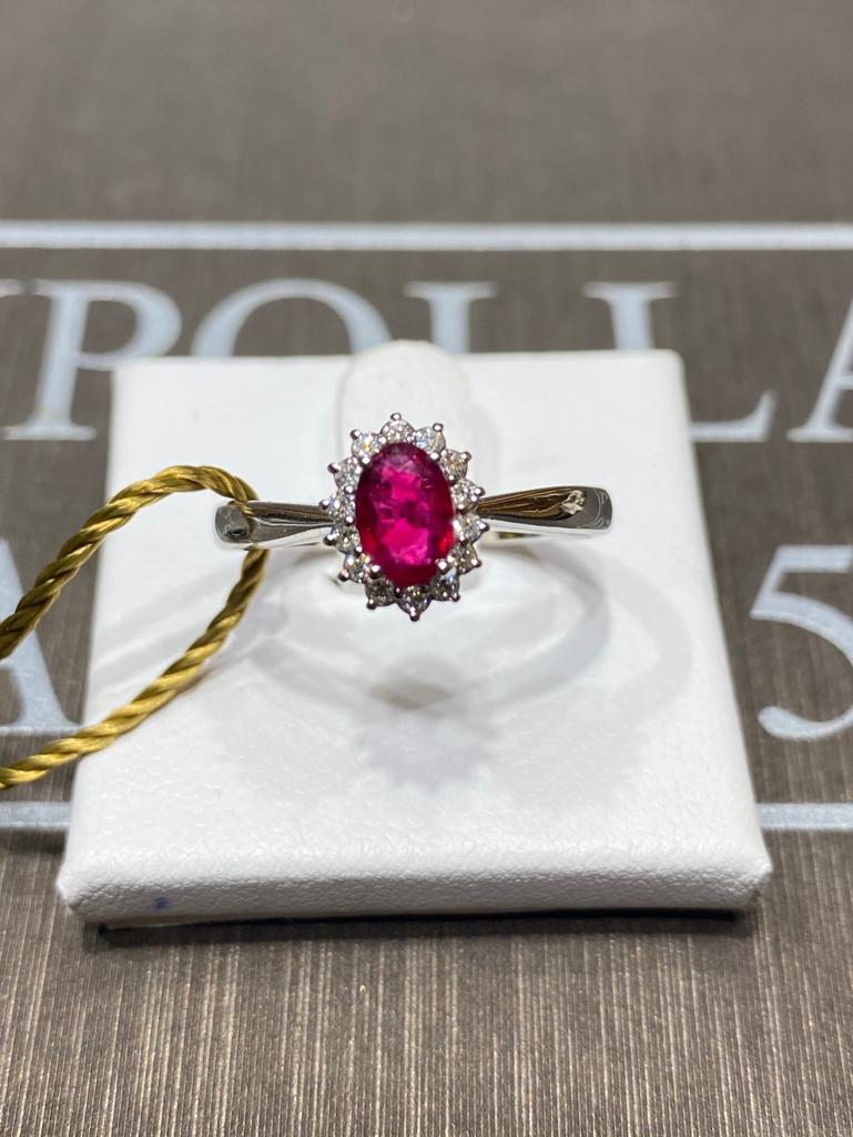 White gold ruby ring and BON TON diamonds Art. AN1466