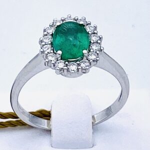 Anello smeraldo diamanti oro bianco BELLE EPOQUE ART. AN1510