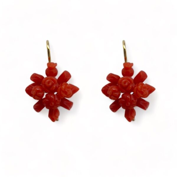 Mediterranean coral and gold earrings art. OR-001