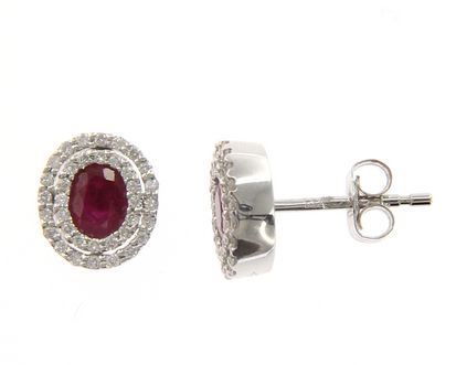 Gold ruby earrings 750% and diamonds Art. 056484