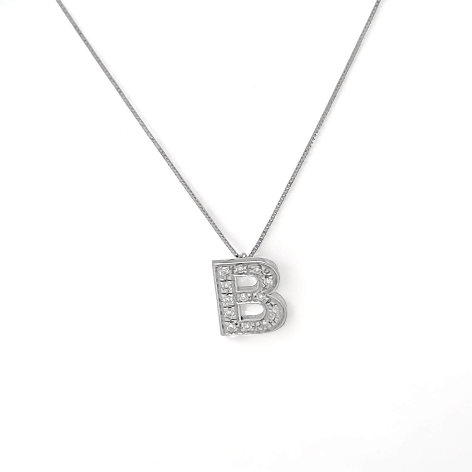 Initial B pendant in white gold and diamonds art. LT-B