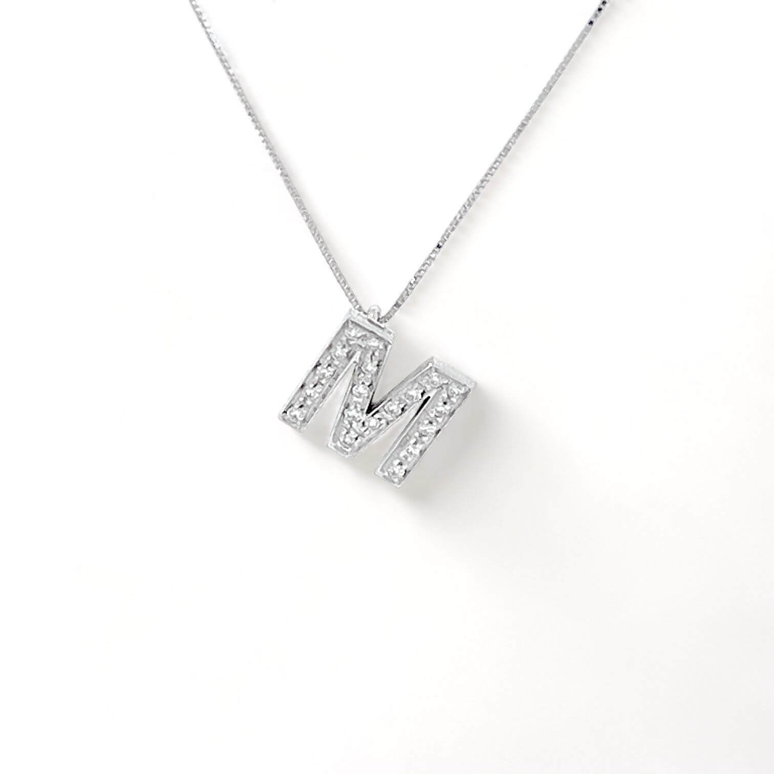 Initial M pendant in white gold and diamonds art. LT-M