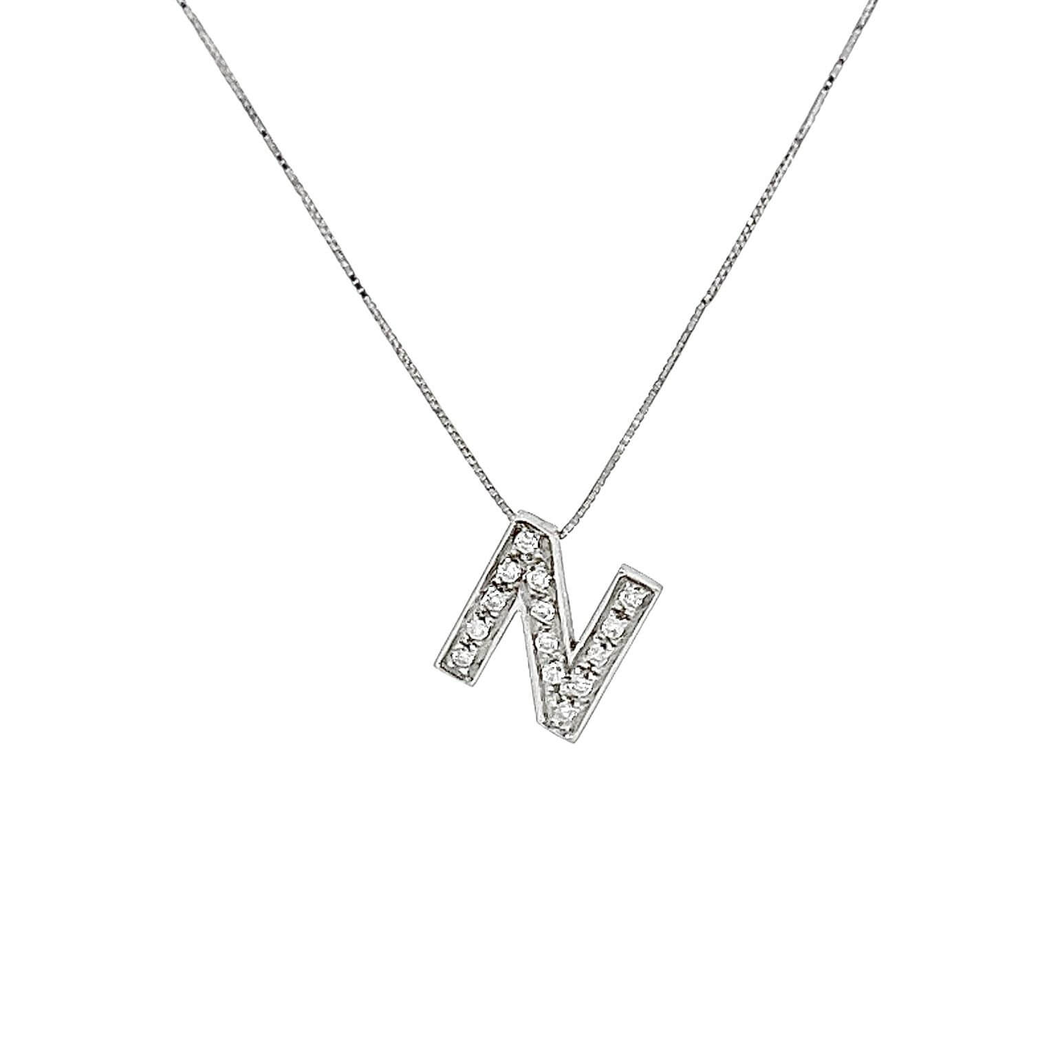 Initial N pendant in white gold and diamonds art. LT-N