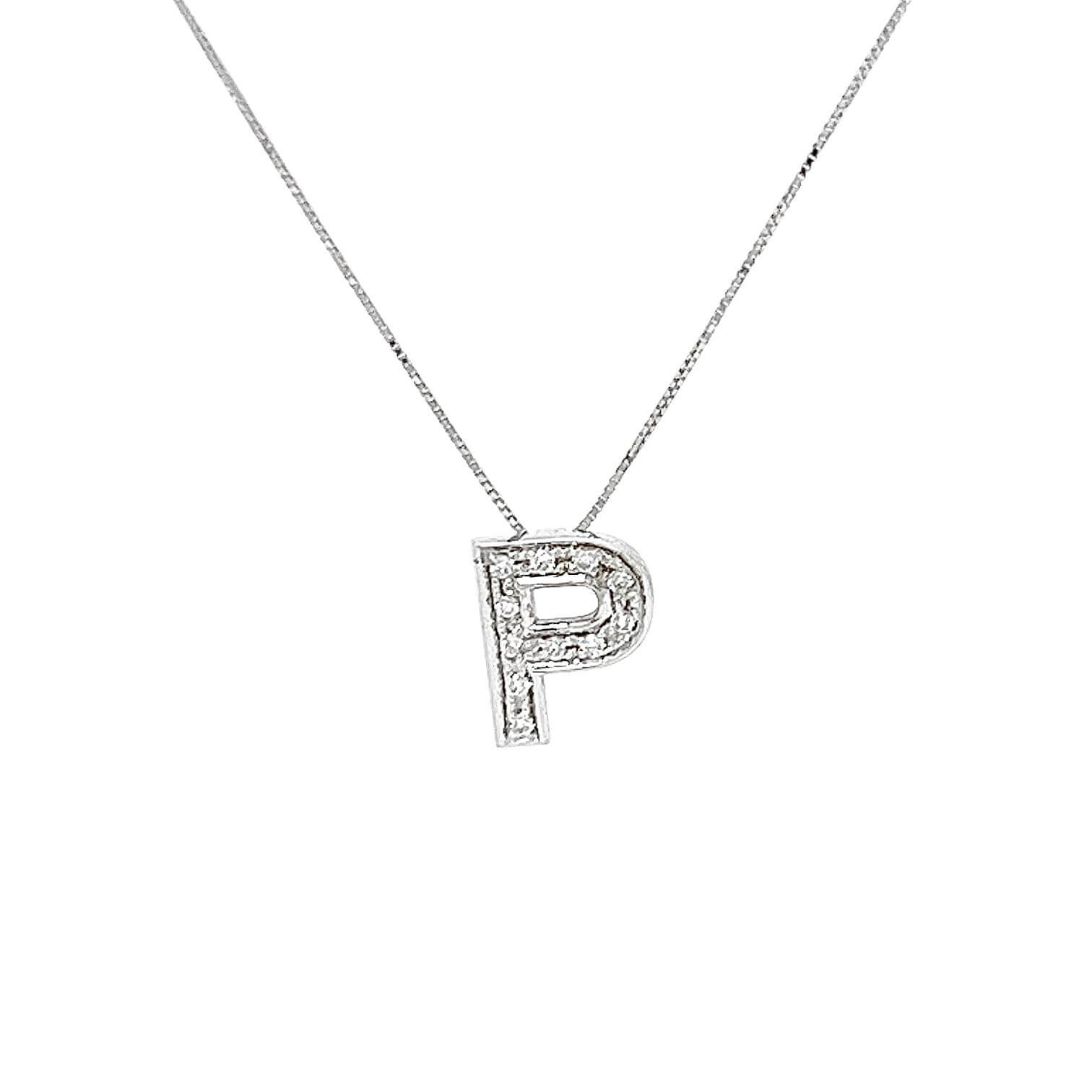 Initial P pendant in white gold and diamonds art. LT-P