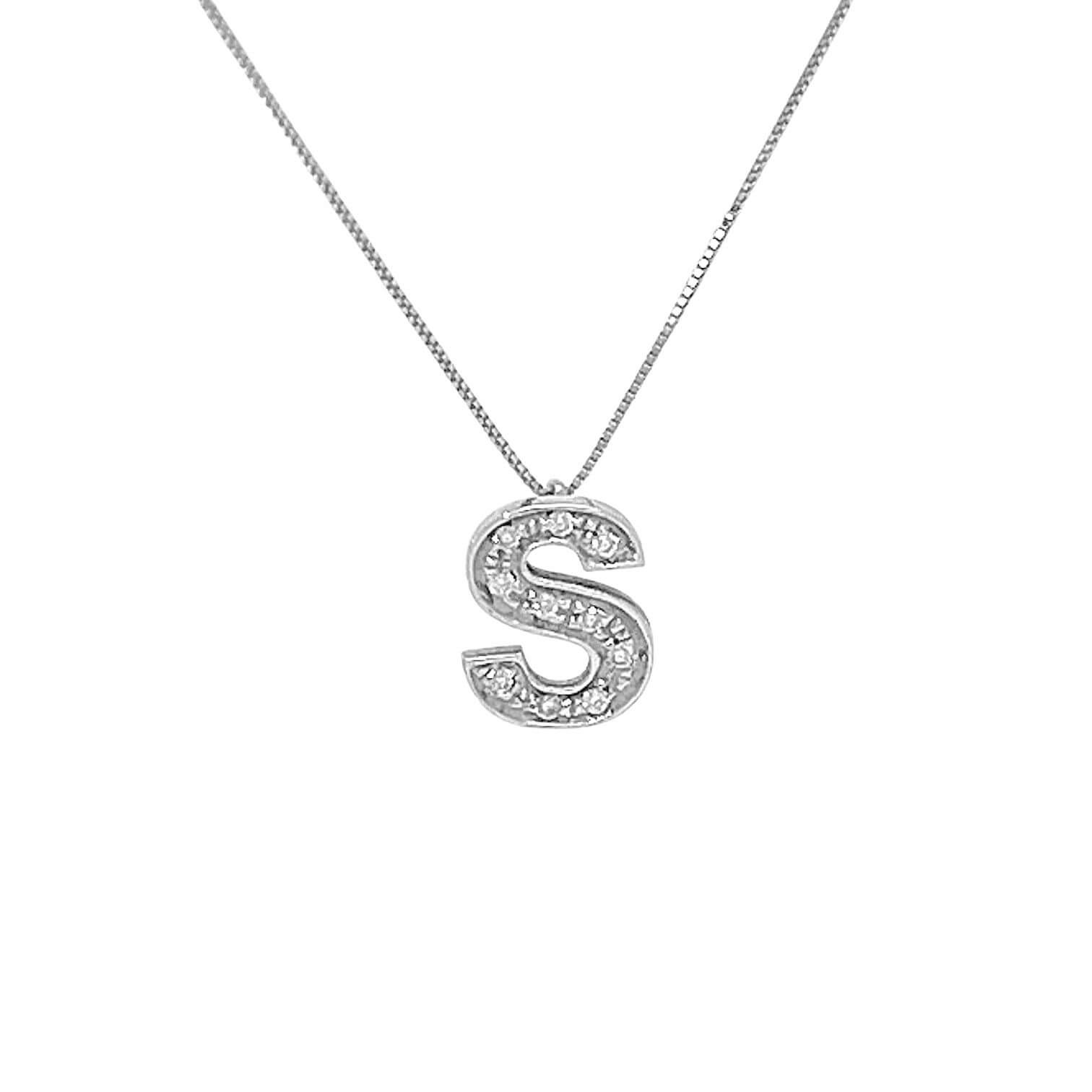 Initial S pendant in white gold and diamonds art. LT-S