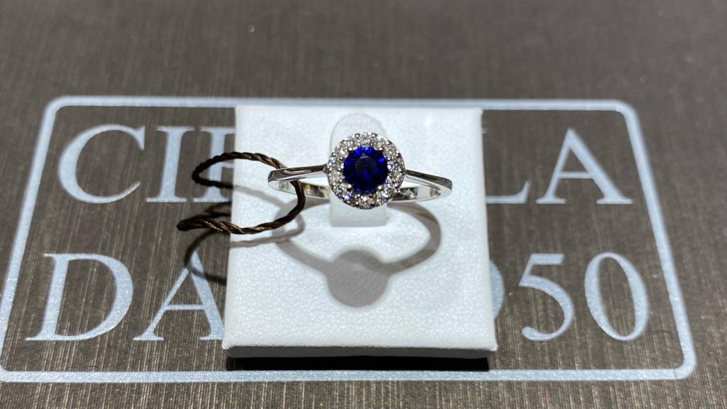 Blue Gold White Sapphire Ring