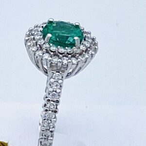 Anello smeraldo e diamanti in oro bianco BELLE EPOQUE  ART. AN1609