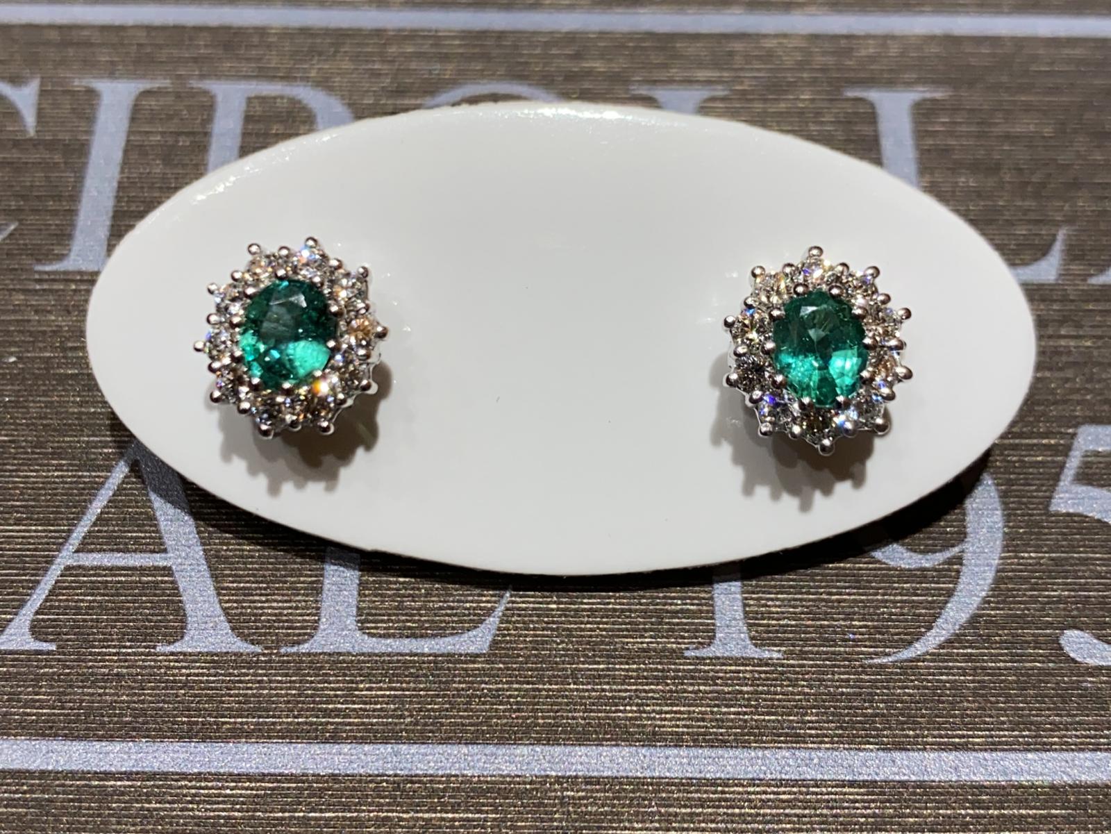 White Gold Emerald Earrings