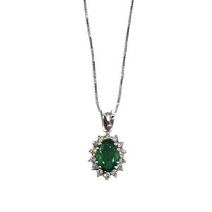 Emerald pendant in white gold and diamonds BON TON Art. CD5440