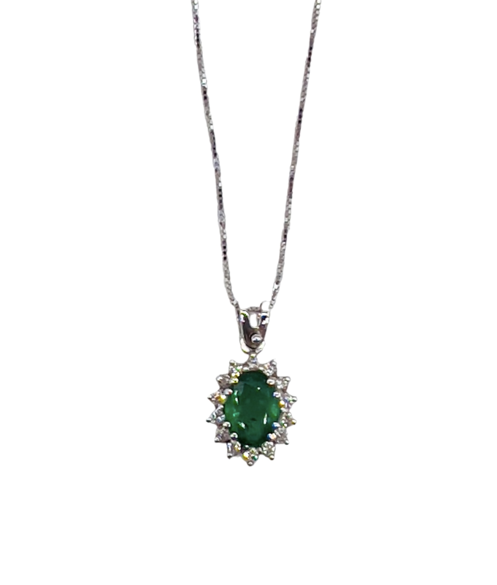 Emerald pendant in white gold and diamonds BON TON Art. CD5440