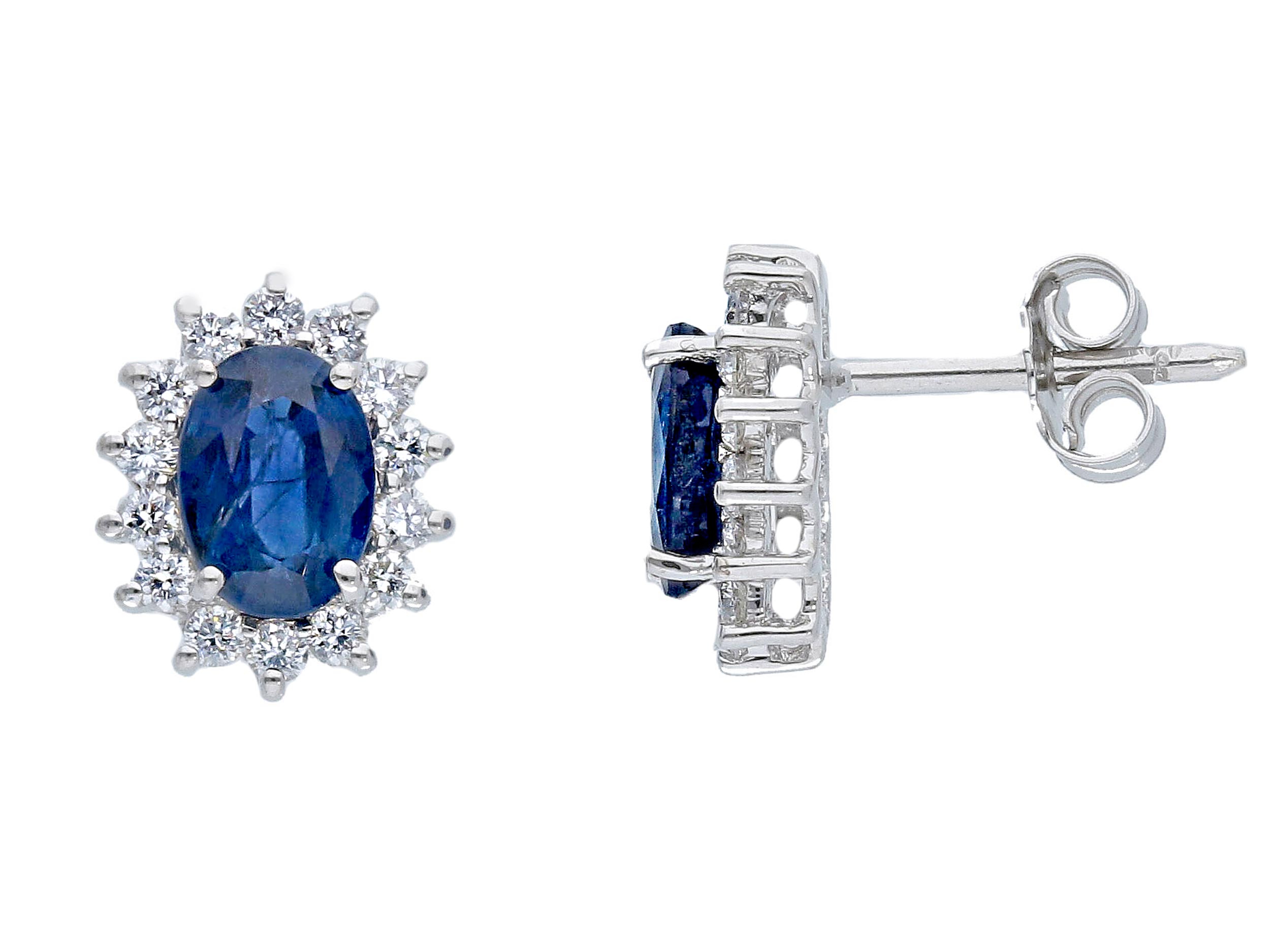 Blue Gold Sapphire Earrings and BON TON Diamonds Art. 135065