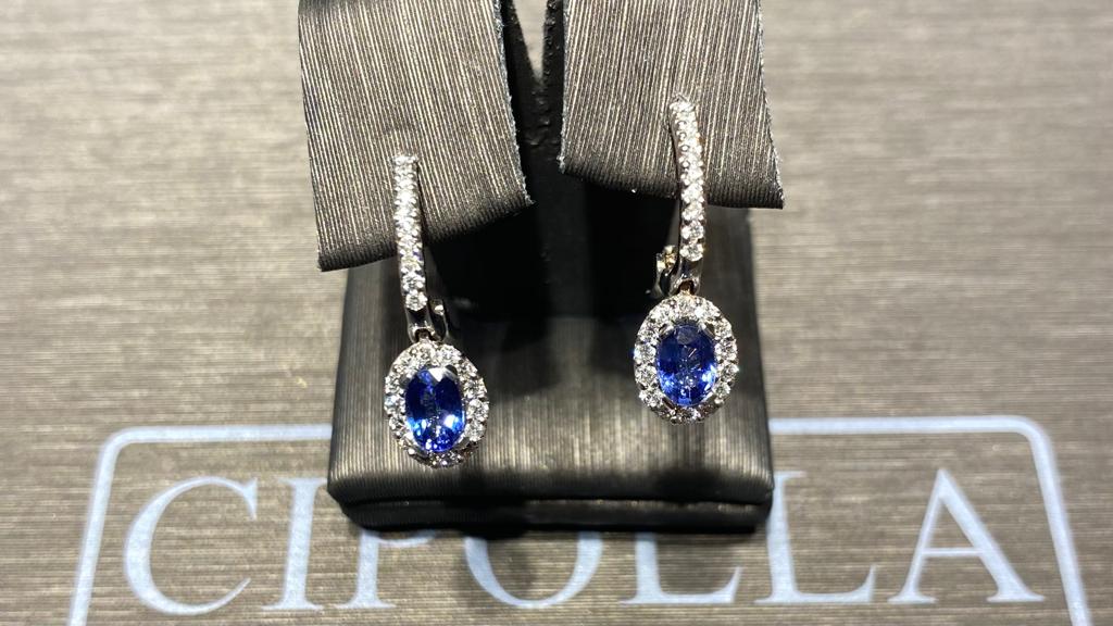 Sapphire Earrings Blue Gold and Diamonds Art. OR509