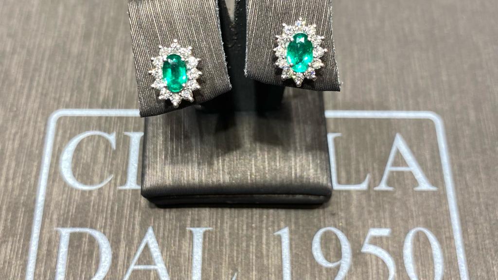 White Gold Emerald Earrings