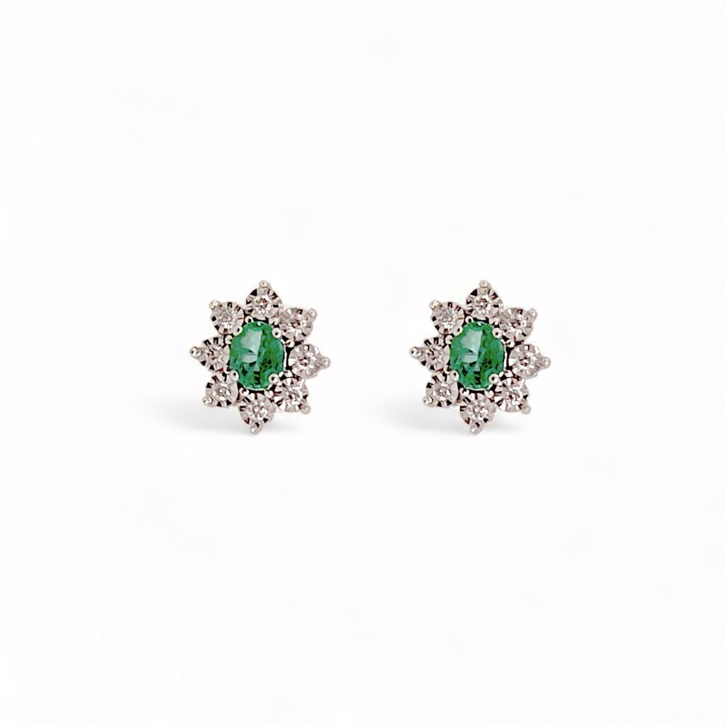 Orecchini smeraldo diamanti e oro bianco BON TON art. OR917