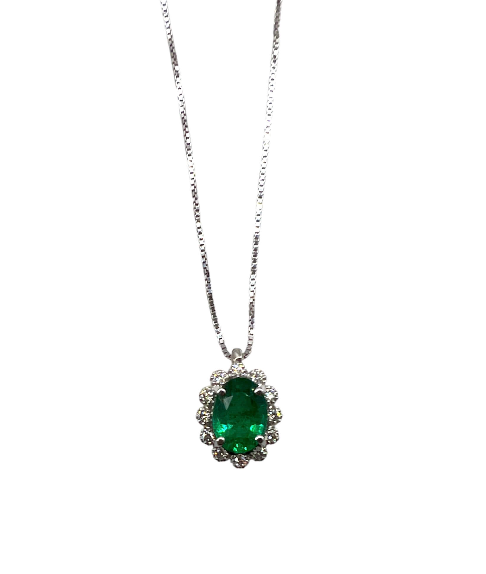 White gold emerald pendant BON TON art. CD574