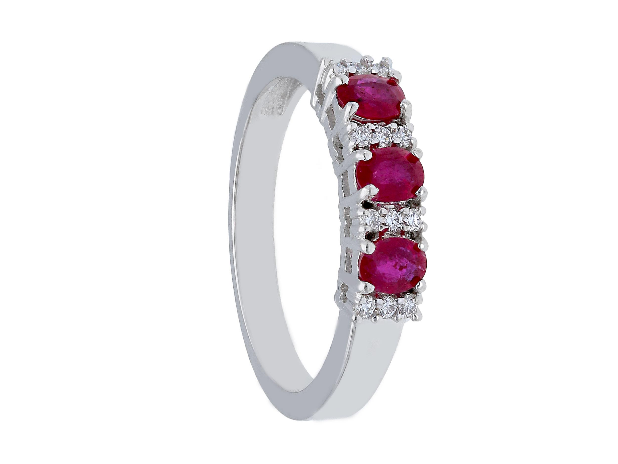 Ring trilogy of rubies and diamonds white gold 750% ART. 222966