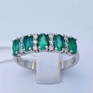 Anello smeraldo diamanti oro bianco GEMME art. 243160