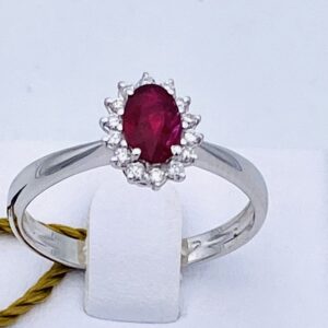 WHITE GOLD RING 750% RUBY AND DIAMONDS ART. AN1671-1