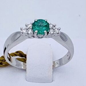 Anello smeraldo diamanti oro bianco 750%ART. AN1787