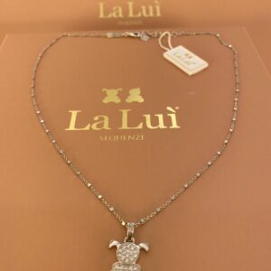 LA LUI' collana  pendente bimba argento 925% pave' zirconi