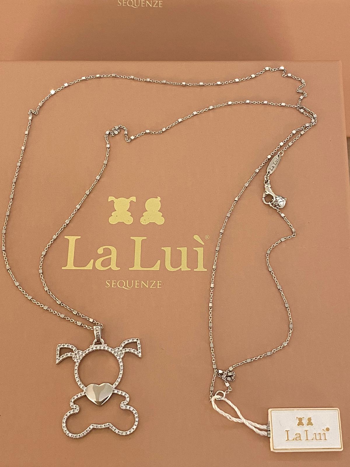 LA LUI’ collana bimba argento 925% pendente traforato pave’ zirconi