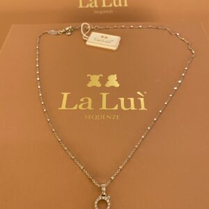 LA LUI' collana bimbo argento 925% pendente traforato pave' zirconi