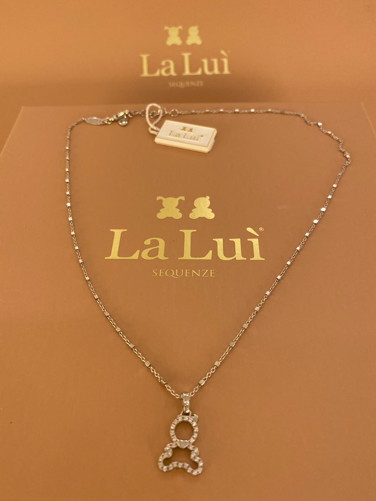 LA LUI’ collana bimbo argento 925% pendente traforato pave’ zirconi