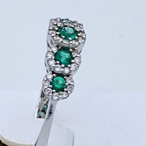 Anello veretta smeraldo e diamanti in oro bianco 750%  BELLE EPOQUE ART. AN1838-2