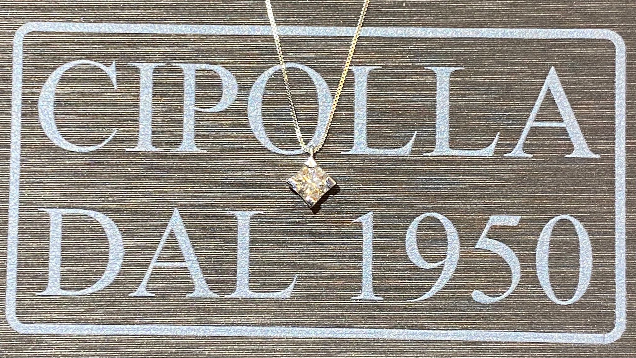 Pendente punto luce oro bianco 750% diamante 0,46 ct colore F-vvs1-gioielleria-palermo