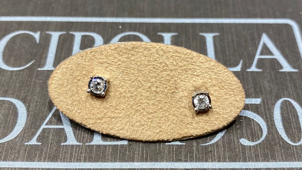 Chimento orecchini  punto luce oro bianco 750% diamanti 0,26 ct colore G/vs