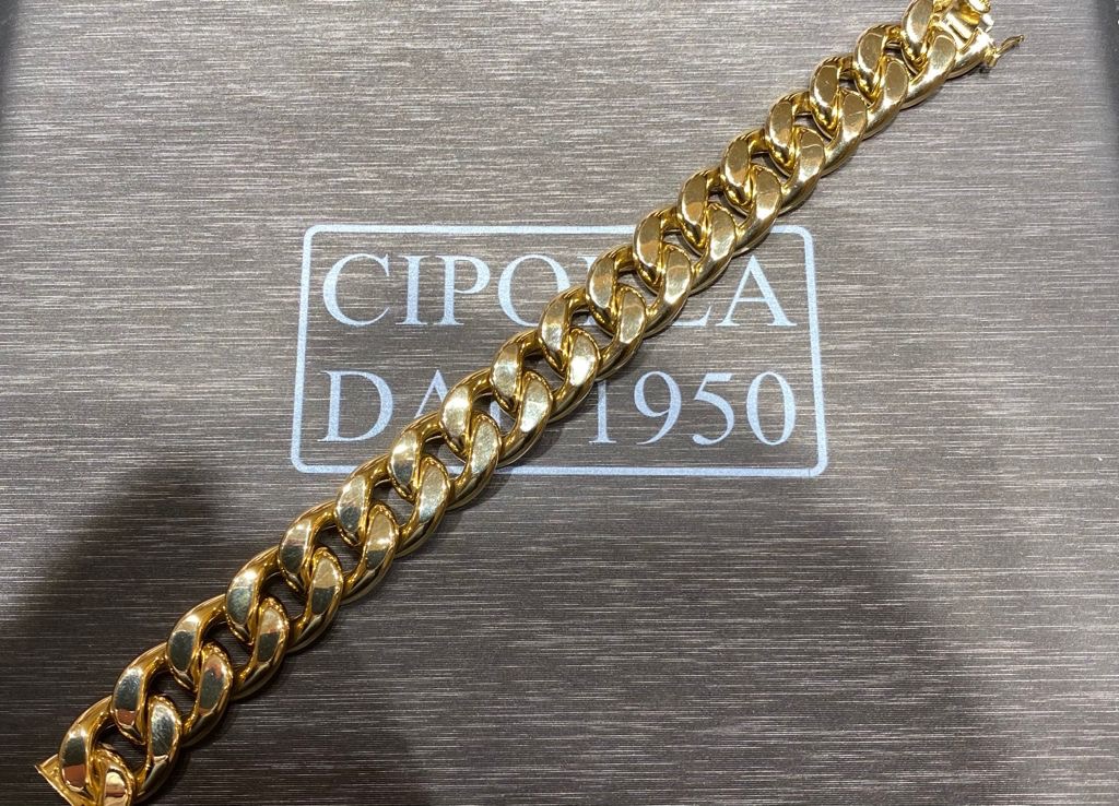 bracciale maglia barbazzale oro giallo 750% gr.30,20