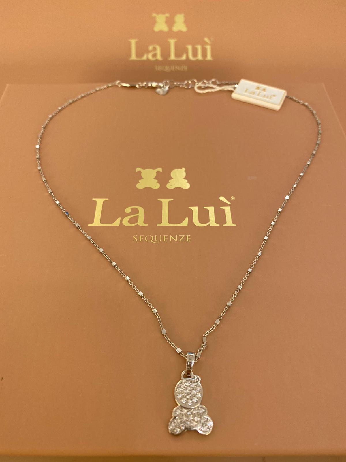 LA LUI’ collana  pendente bimbo argento 925% pave’ zirconi