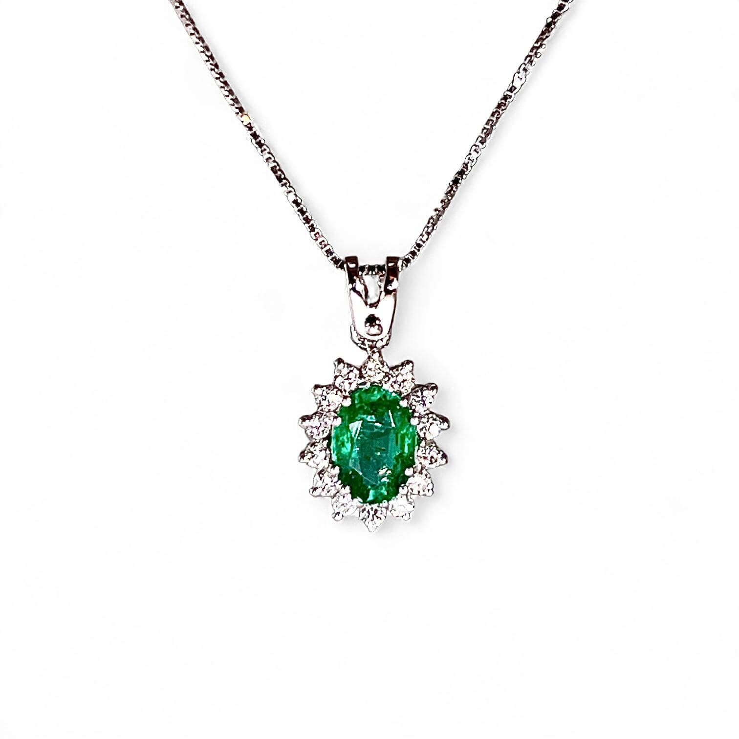 Emerald pendant in white gold and diamonds BON TON Art. CD365