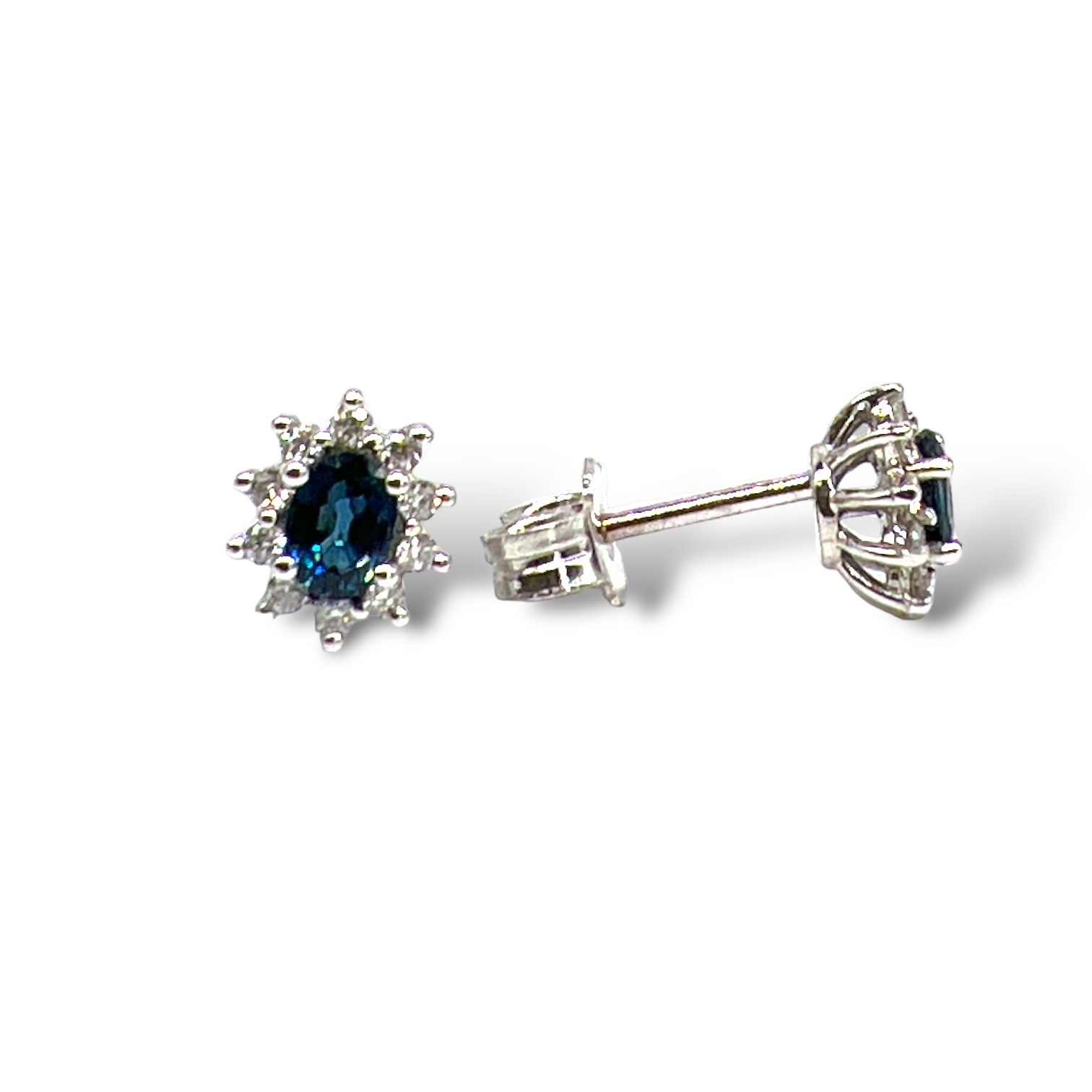 Blue sapphire earrings gold white BON TON ART. OR964