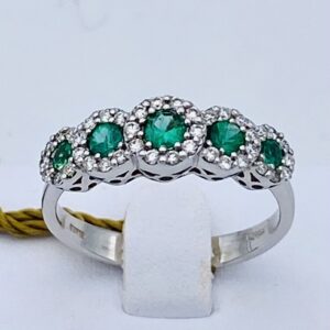 Emerald veretta ring and diamonds in white gold 750% BELLE EPOQUE ART. AN1838-2