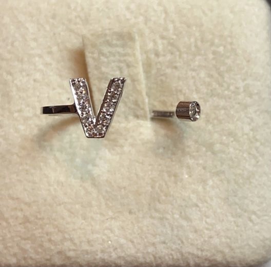 anello iniziale  V oro bianco 750% diamanti 0,07 ct colore F/VVS1
