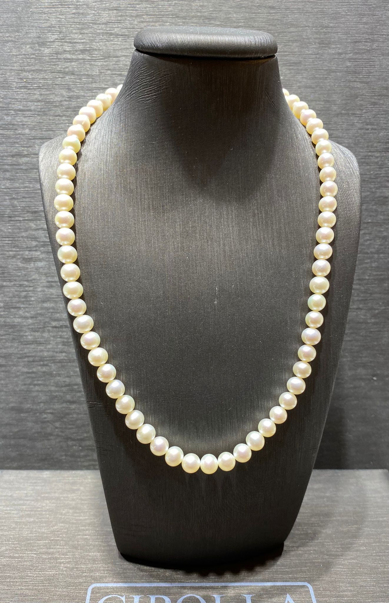 girocollo perle freshwater 6-6,5 mm  chiusura  oro bianco 750%