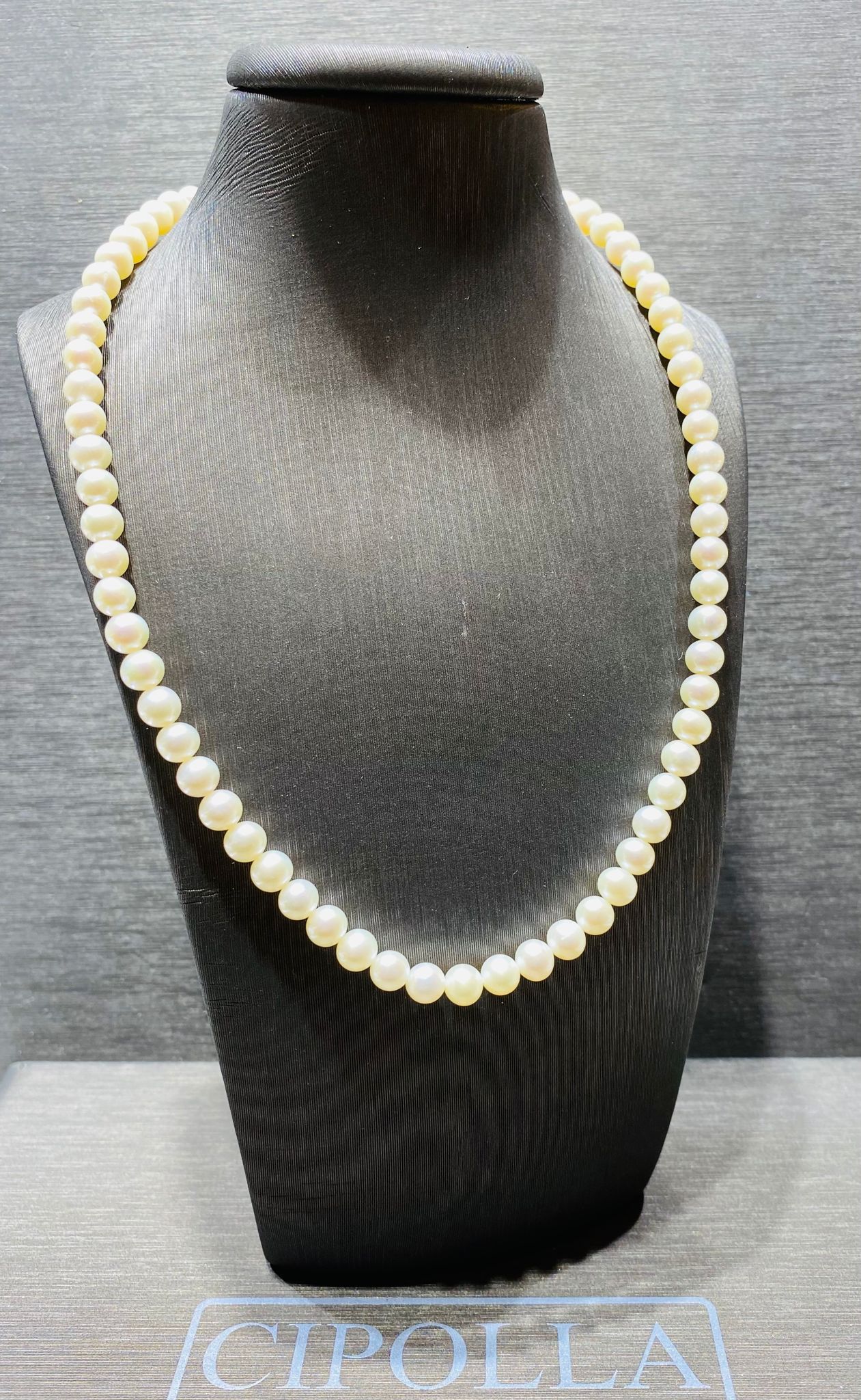 girocollo perle freshwater mm 5,5 /6 chiusura  oro bianco 750%
