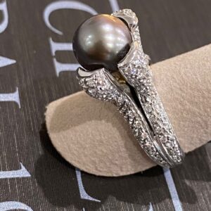 anello perla australia grigia diametro 10mm diamanti diamanti 4,00 ct colore G anello oro 750%