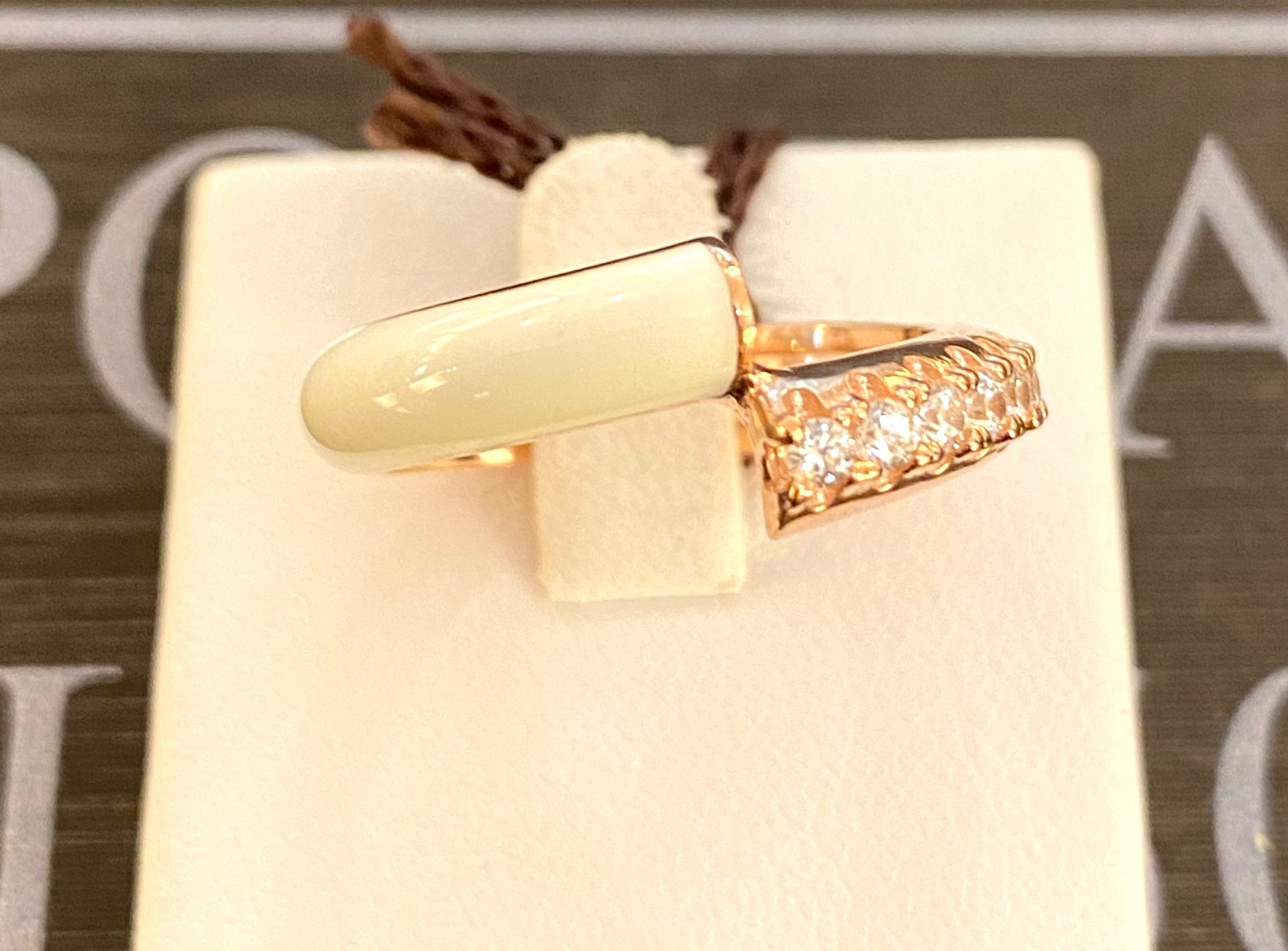 LABRIORO anello contarie argento 925% rose gold smalto bianco e cristalli