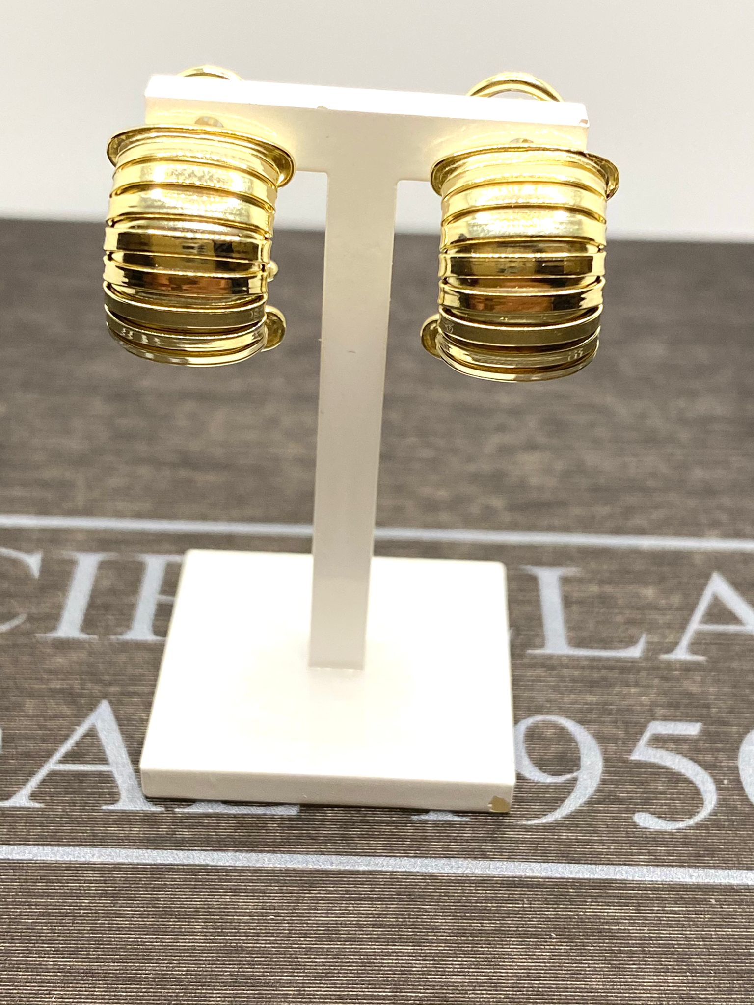 Orecchini  clips tubogas  argento 925% yellow gold